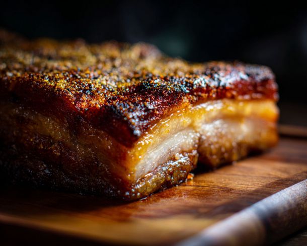 Glistening roasted pork